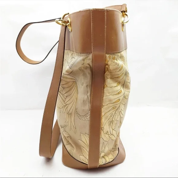 Salvatore Ferragamo Brown and Cream Floral Tote - Picture 4 of 17